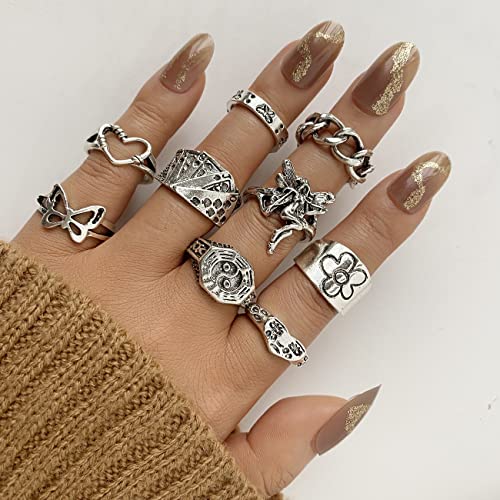 Vintage Silver Knuckle Rings Set for Women