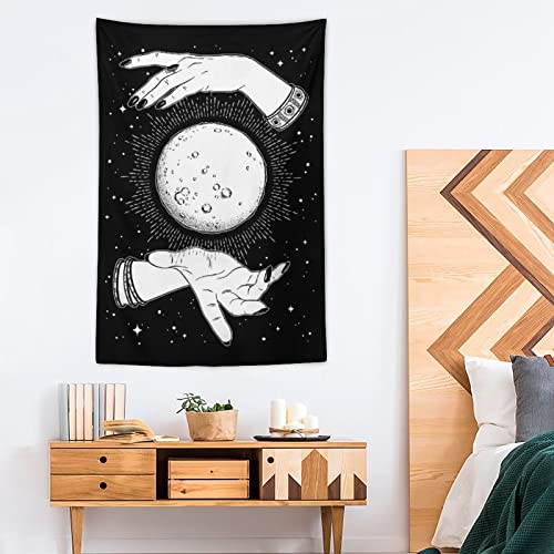 Witch Moon in Hands Tapestry Wall Hanging Decor Tarot Background for Bedroom Living Room Dorm