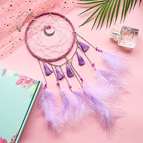 Dream Catcher Boho Sun Dream Catcher Peacock Green Feathers with Handmade Pearl and Wooden Beads,