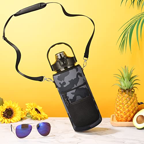 Half Gallon Motivational Water Bottle w/ Sleeve & Strap 64 OZ