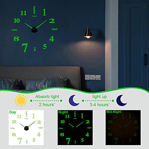 3D DIY Wall Clock Decor Sticker Mirror Frameless