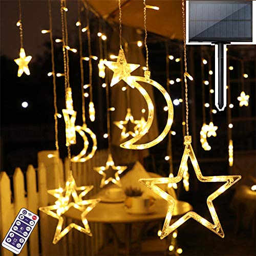 Star Solar Lights 138LED  Christmas Curtain Lights Decoration