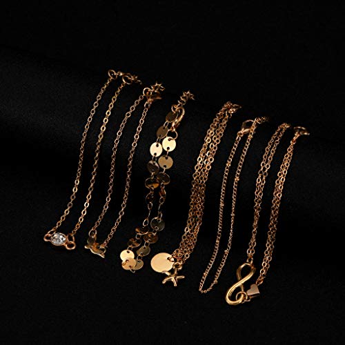 12 Pcs Gold Handmade Adjustable Chain Charm Bracelet Set