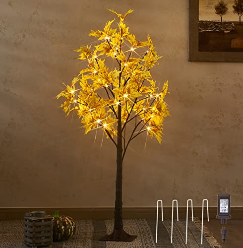 4FT 48 Lighted Maple Tree Fall Decoration -Warm White