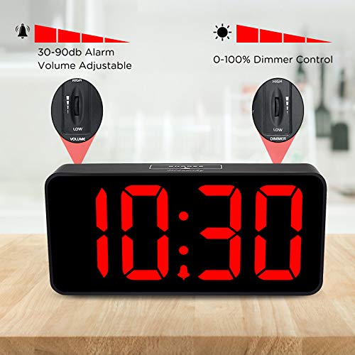 Large Digital Alarm Clock for Visually Impaired - 8.9 Inches Adjustable Alarm Volume
