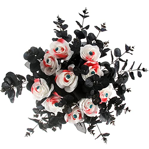 5 Pcs Black Artificial Eucalyptus Stems Faux Eucalyptuses Branches Black Leaf Halloween Centerpiece Halloween