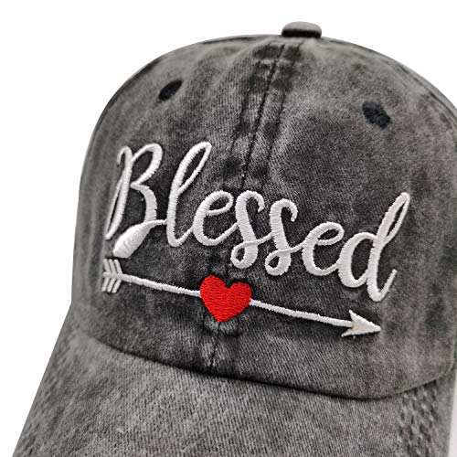 Embroidered Blessed Washed Cotton Baseball Cap for Men/Women