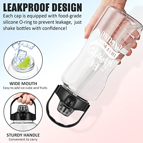 Half Gallon Motivational Water Bottle w/ Sleeve & Strap 64 OZ