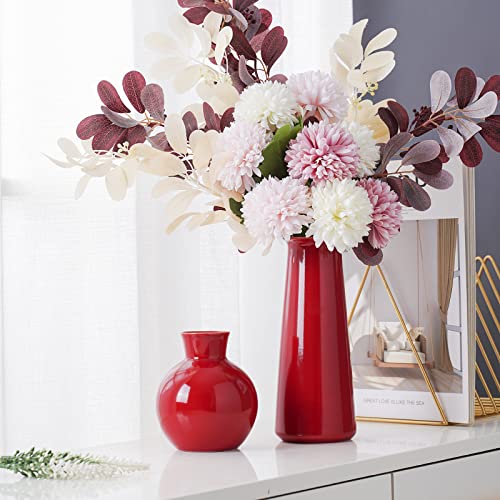 Set of 3 Red Ceramic Vase for Home Decoration