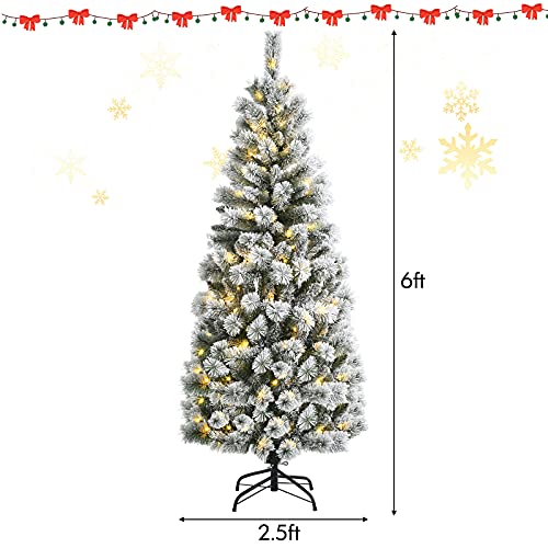 5f/6ft Pre-lit Snow Flocked Christmas Tree Decoration