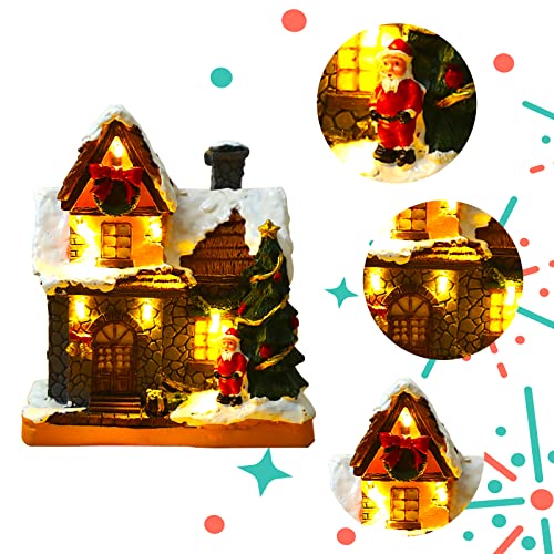 Christmas Village Houses, w/ Colored Lights Battery Operated