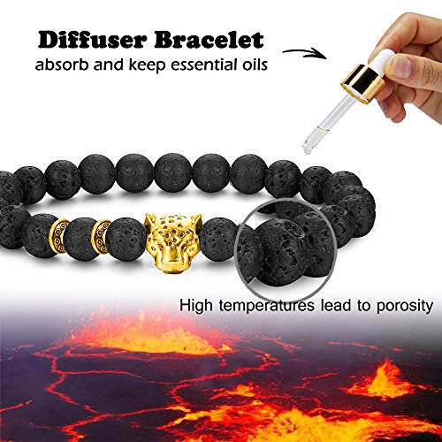 10 Pcs Lava Rock Stone Bead Bracelet Set Adjustable 8MM