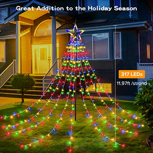 317 LEDs Lights w/ 9 Strands 11.9ft Waterfall Christmas Tree Lights