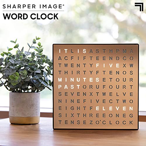 Electronic Word Clock w/ LED Light Display, USB Cord and Power Adapter, 7.75” Square Face