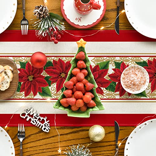 Poinsettia Red Christmas Placemats/ Table Runner