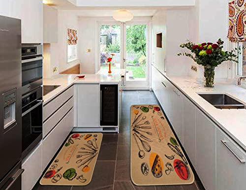 Kitchen Mats Set of 2 Non-Slip Washable