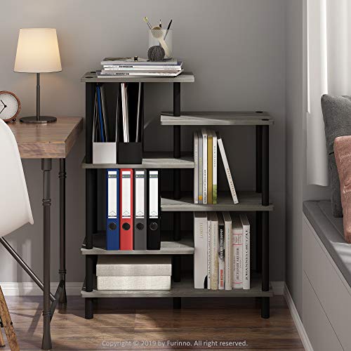 6-Tier Accent Display Rack, French Oak Grey/Black