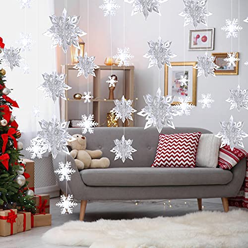 24 Pcs 3D Large Christmas Hanging Snowflake Decorations