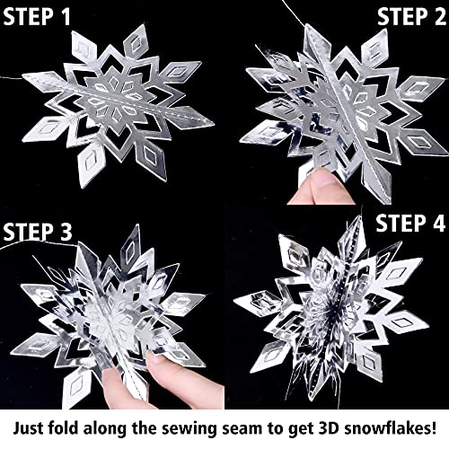 24 Pcs 3D Large Christmas Hanging Snowflake Decorations