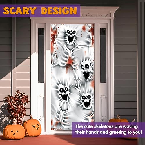 3D Design Scary Skeleton Door Cover for Halloween Skeleton Door, Window and Wall Cover