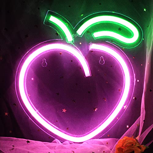 Peach Neon Sign, 8.9 x9.2 Inch, USB Powered Hot Pink w/ Switch