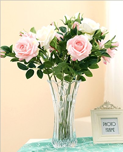 Large Flower Vase Tulips Pattern Glass Thickening for Home Decoration