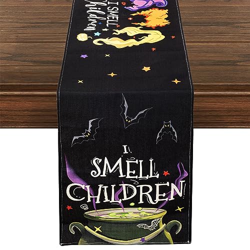 Halloween Table Runner, Hocus Pocus Burlap Halloween Runners Holiday Home Kitchen Dining Table