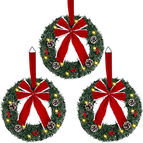 Set of 3 Lighted Christmas Wreaths