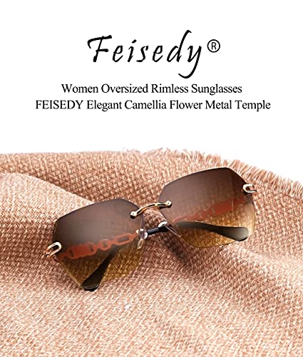 Classic Rimless Sunglasses for Women Metal Frame Diamond Cutting Lens