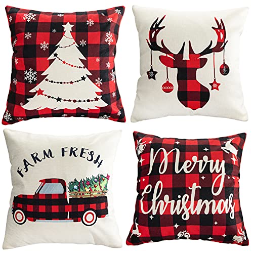 Set of 4  Christmas Throw Pillow Covers 18 x 18