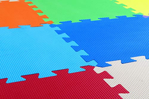 Kid's Puzzle Exercise Play Mat with EVA Foam Interlocking Tiles, 9 Colors (36 Tiles)
