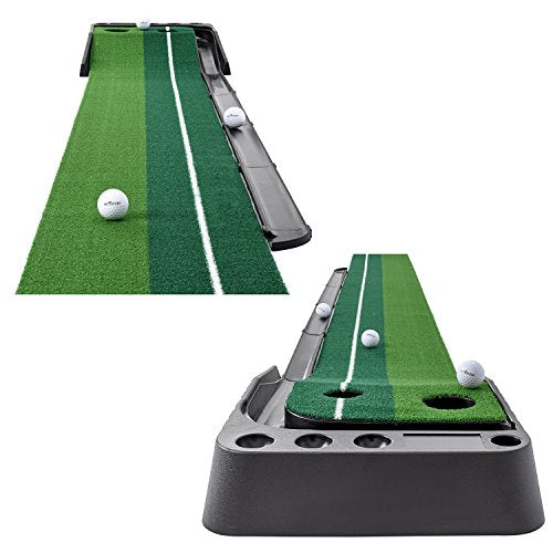 Indoor Golf Putting Green – Portable Mat w/ Auto Ball Return Function- 3 Bonus Balls