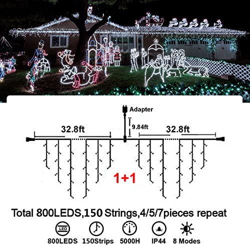 400 LED 32.8 FT 8 Modes 75 Drops Fairy String Curtain Lights for Christmas Decor