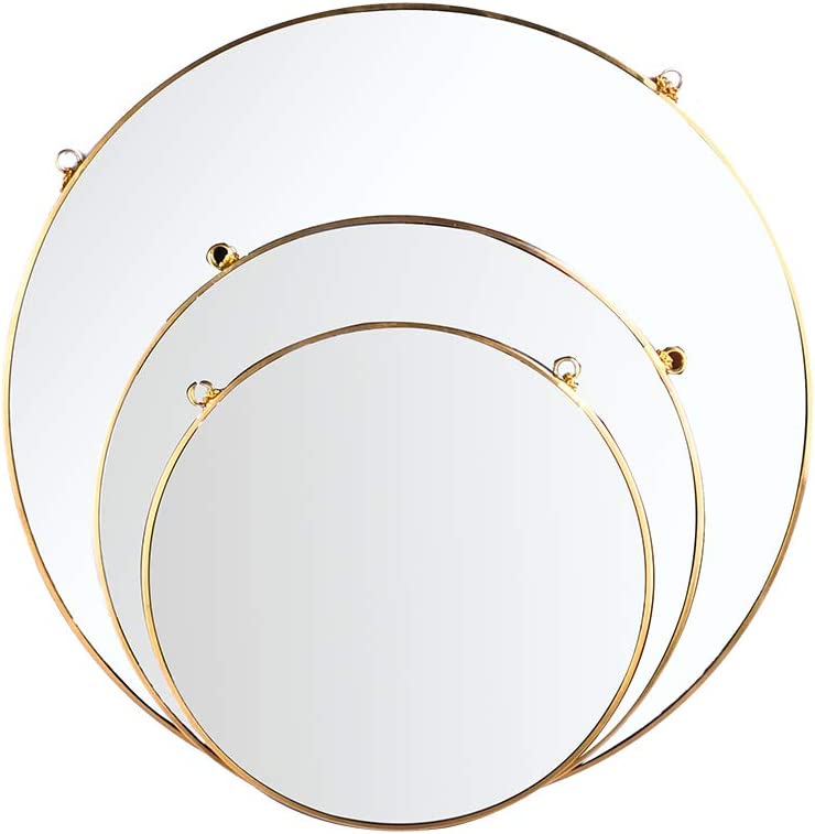 15.7" Hanging Wall Circle Mirror Decor Gold Geometric Mirror w/ Chain