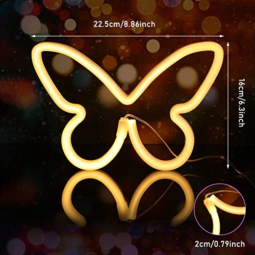 2 Pcs Butterfly Neon Signs 3-AA Battery Powered,USB Operated Wall Decor