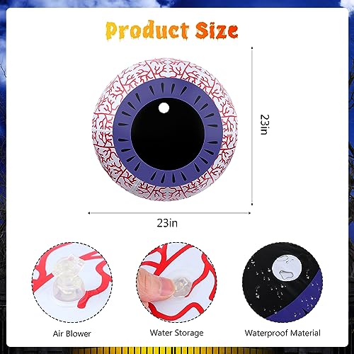 Halloween Decoration Inflatable Blood Eyeball, with Remote Control RGB Built-in LED Color-Changing Light