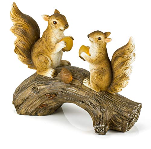 Squirrels on a Log Solar Powered Outdoor LED Garden Light