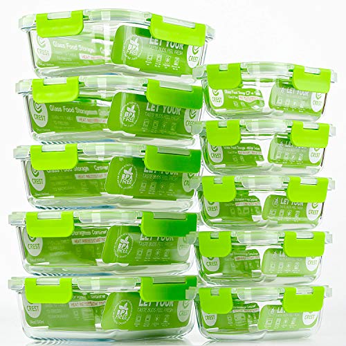 [10-Pack] Glass Food Storage Containers