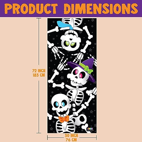 3D Design Scary Skeleton Door Cover for Halloween Skeleton Door, Window and Wall Cover