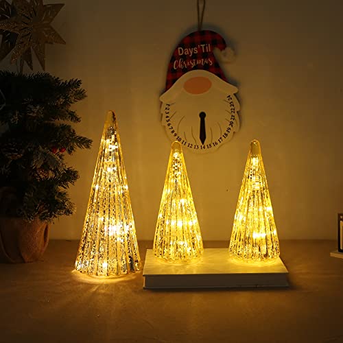 3 Packs Pre-lit Gold Glass Christmas Tree