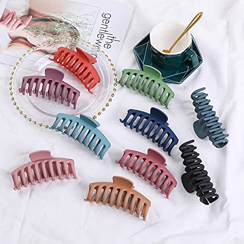 10 Colors Large Hair Claw Clips 4" Matte Nonslip Clips For Women