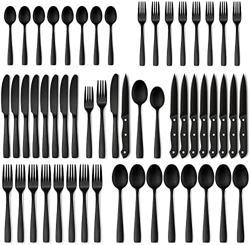 48-Piece Stainless Steel Silverware Set w/ Steak Knives for 8