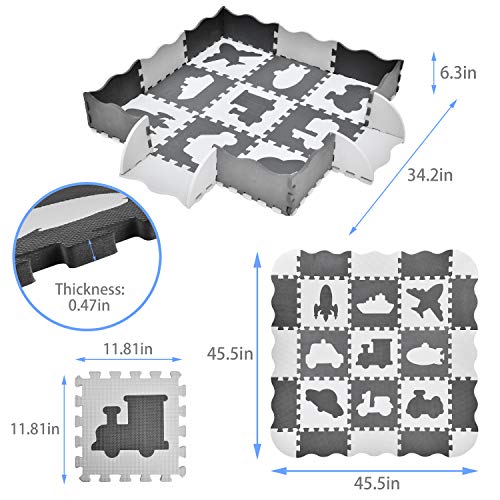 Large 25 PCs Baby Puzzle Play Mat Tiles w/ 9 Patterns