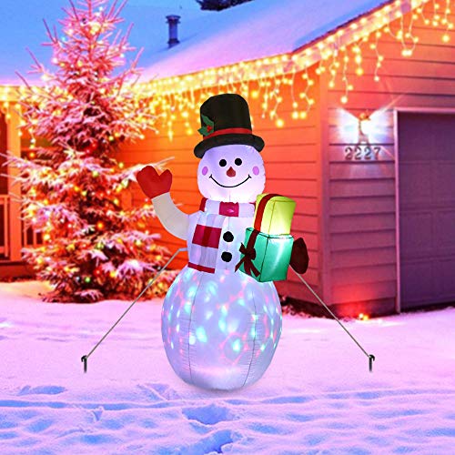 5FT Christmas Inflatables Outdoor Decorations, Inflatable Snowman Blow Up Yard Decorations with Rotating LED