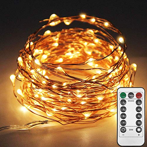 Twinkle Star 200 LED 66 FT Copper String Lights Fairy String Lights 8 Modes LED Lights USB Powered with Remote Control