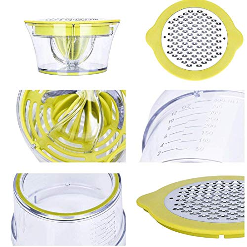 Citrus Lemon Orange Juicer Manual Hand Squeezer w/ Built-in Measuring Cup & Grater