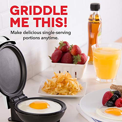 Mini Round Electric Griddle Machine for Individual Pancakes, Cookies, Eggs w/ Recipe Book