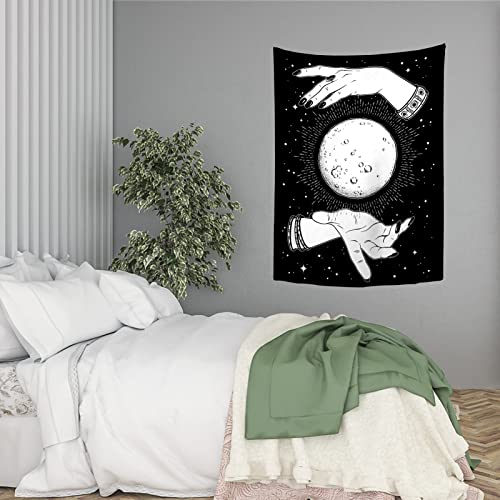 Witch Moon in Hands Tapestry Wall Hanging Decor Tarot Background for Bedroom Living Room Dorm