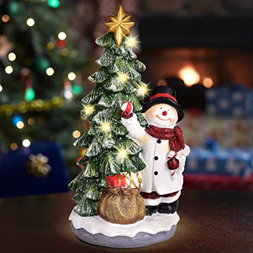 Resin Christmas Tree w/ Snowman, Tabletop Decoration