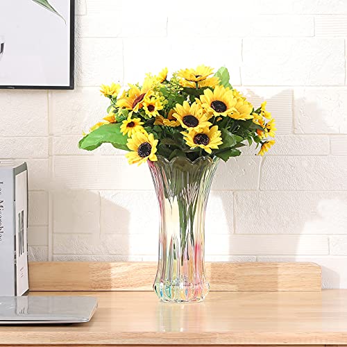 Large Flower Vase Phoenix Tail Shape Thickened Crystal Glass for Home Decor